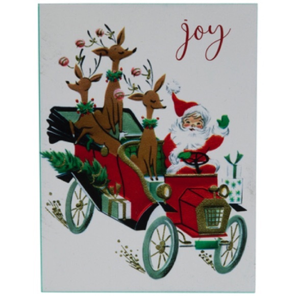 Joy Santa In Car With Reindeer Wood Decor NWT - Picture 2 of 2